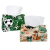 2 Pack Tissue Box Cover Holder, Green and Orange Winter