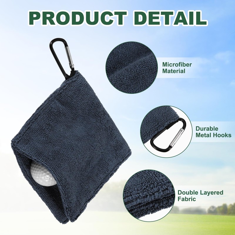 YELARXI Golf Ball Towel, 5.5 x 5.5 Inch Microfiber Small