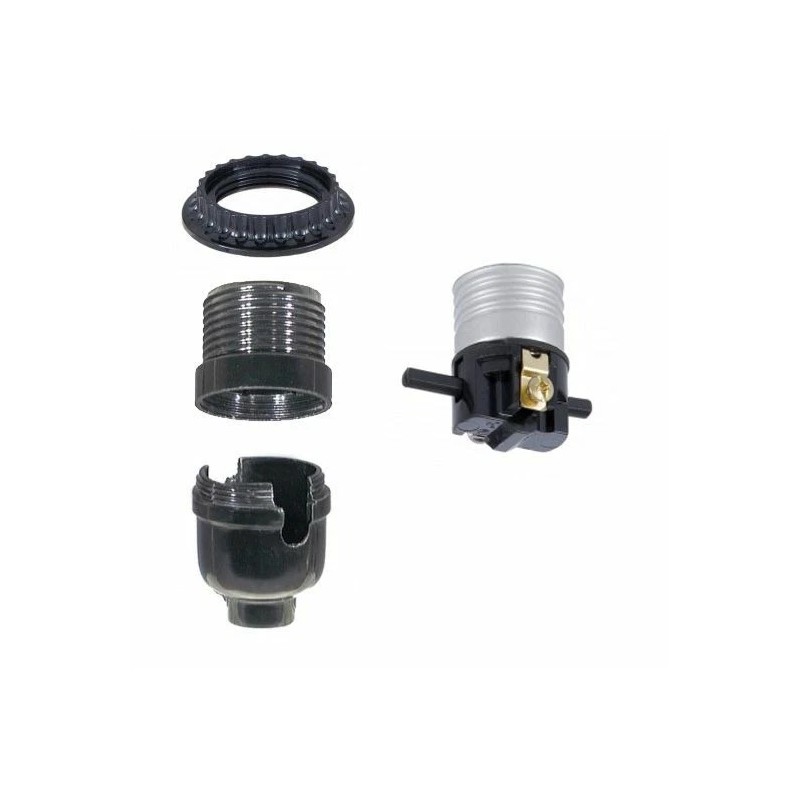 Sunlite BLACK PHENOLIC PUSH THRU THREADED LAMP SOCKET WITH RING