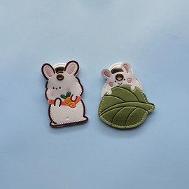 CATCH ON [Set of 2] AirTag Case, Set of 2, Air Tag Case, Cover, Rabbits, Cute, Rabbits, Animals, Leather, Full Protection, Shockproof, Lightweight, Thin