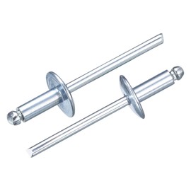 sourcing map 50Pcs 5/32"x3/8" Large Flange Head Blind Rivets, Zinc-Plated Carbon Steel Grip and Mandrel Cap Blind Rivets, Silver