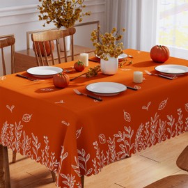 Siilues Fall Tablecloth, Fall Decor Leaves Table Cloths Seasonal Thanksgiving Decorations for Home Scallop Edge Cover Party Dining Table Decorations (60'' x 84'' Rectangular B)