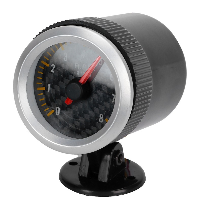 Tachometer 52mm/2.05in 0‑8000 RPM Carbon Fiber Panel Pointer 12V Universal