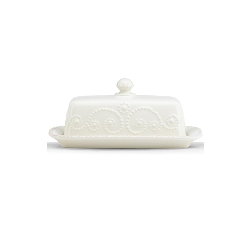 Lenox French Perle Covered Butter Dish, White -