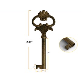 Ky-12AC and KY-5 Brass Skeleton Keys Antique Brass Plated Hollow Barrel Skeleton Key