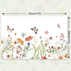 JarThenaAMCS 50 Pack Wildflower Paper Place Mats Watercolor Floral Butterfly Placemats 11 x 17 Inch Spring Paper Table Mats for Wedding Baby Bridal Shower Birthday Dinner Table Setting