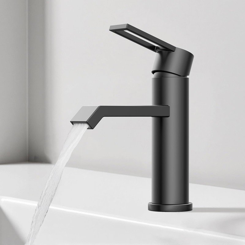 Hurran Bathroom Washbasin Tap, Matte Black, Washbasin Taps, Bathroom, Stainless
