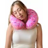 Pink Donut Travel Neck Pillow Road Airplane Trips, Side Sleeping
