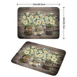 Flower Vase Dish Drying Mats 18×24 Inch Rustic Wood Reversible Microfiber Kitchen Countertop Protector Fast Dry Dish Drainer Rack Pad