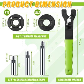 Hicarer 28 Pcs Angle Grinder Nut Angle Grinder Wrench Kit 5/8"-11 Flange Metal Lock Nut Spanner Wrench Angle Grinder Extension Shaft Connecting Rod Tool Compatible with Hitachi Metabo, 3" 4" 5.5"