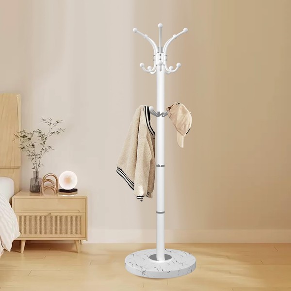 Snaikor Metal Coat Rack Stand with Natural Marble Base, Modern