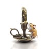 Cold Cast Bronze Mouse On Candlestick - Hand Painted -