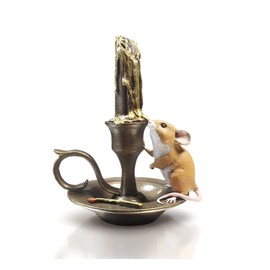 Cold Cast Bronze Mouse On Candlestick - Hand Painted - Michael Simpson.