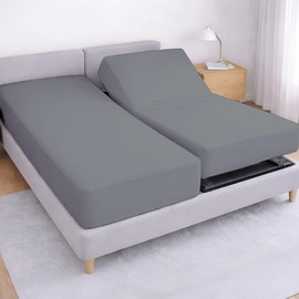 Cottington Lane Split California King Fitted Sheets for Adjustable Beds, Premium Hotel Quality Brushed Microfiber 15 Inch Deep Pocket Two 36 x 84 Bottom Sheets Only, Ultra Soft & Breathable, Dark Grey