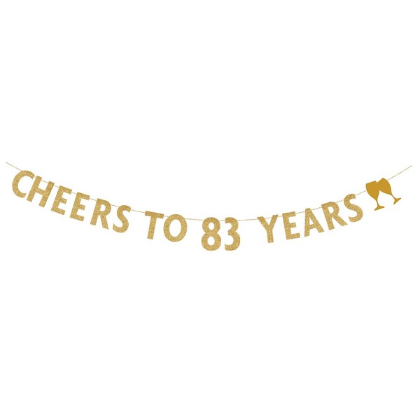 MAGJUCHE Gold glitter Cheers to 83 years banner,83th birthday party decorations