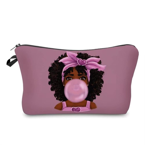 African American Makeup Bag for Purse Afro Black Cosmetic Bags for Women Inspirational Gift Small Funny Cosmetics Pouch Travel Bag Cases for Toiletries Accessories Organizer