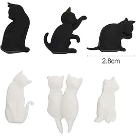 6Pcs Black and White Heat-Resistant Silicone Tea Bag Clips Set Cartoon Cat-Shaped Reusable Holders for Bags Drink Markers Food,Tea Bag Holder,Tea Bag Squeezer,Silicone Tea Set,Tea Accessories