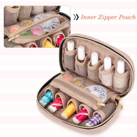 LUXJA Nail Polish Case - Holds 10 Bottles (15ml - 0.5 fl.oz), Nail Polish Organizer with Zipper Pockets (Bag Only), Pale Rose