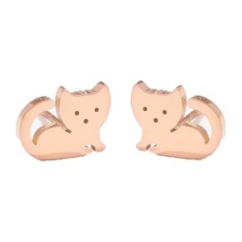 Cute Cat Tiny Stud Earrings for Women Teen Girls Stainless Steel Kitten Cartilage Small Studs Earring Simple Jewelry Gifts Birthday (Rose Gold)