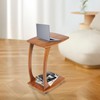 kunghei Solid Wood End Table with Rolling Wheels, C Shaped