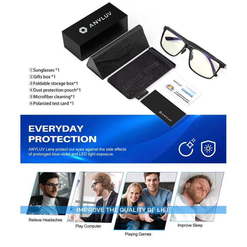 ANYLUV Blue Light Glasses Men/Women, Al-Mg Working Blue Light Blocking