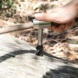 Hodeffior Bushcraft Hand Auger Wrench, Auger Drill Bit Set Wood Manual Hand Drill, Hand Auger Wood Drill with Holster, Manual Auger Drill, Bushcraft Gear Tool for Outdoor Camping