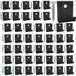 YFaith 50 Pieces WPC Fixing Clips, 8mm Groove Width Decking Fixing Invisible, 304 Stainless Steel WPC Decking Clips, Black, with 50 Pieces M4 Screws for Home, Garden, Patio