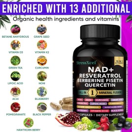 NAD+ Supplement with Resveratrol & Quercetin, Vegan, 120 Softgels, Supports Cellular Energy & Healthy Aging