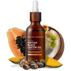 Kreyol Essence - Haitian Black Castor Oil for Skin and Hair, Glass Bottle - Fuller-Looking Hair, Hexane Free, Natural Humectant
