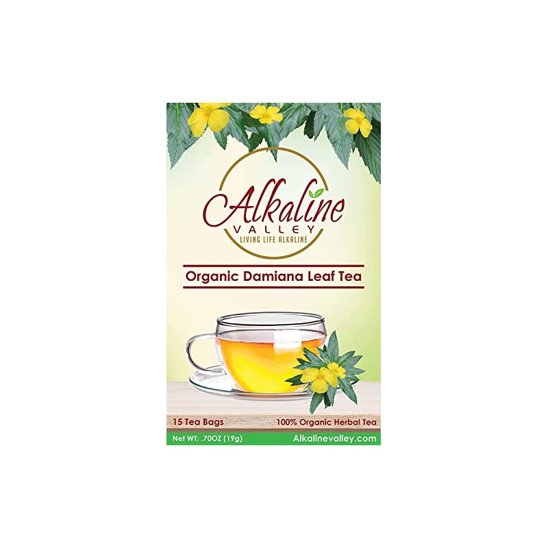 Organic Damiana Tea - 100% Alkaline - 15 Unbleached/Chemical-Free Damiana