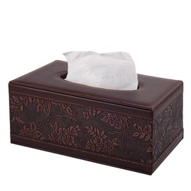 XNONE Taschentuchbox-Abdeckung, PU-Leder, rechteckiger Taschentuch-Organizer, Serviettenspender für Zuhause, Büro, Restaurant, Kommode, Auto, Badezimmer-Dekor (Retro)
