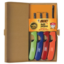 BIC Multi-Purpose Classic Edition Lighter & Flex Wand Lighter, Ideal Fireplace and Candle Lighters, Assorted Colors, 4 Pack (Colors May Vary)