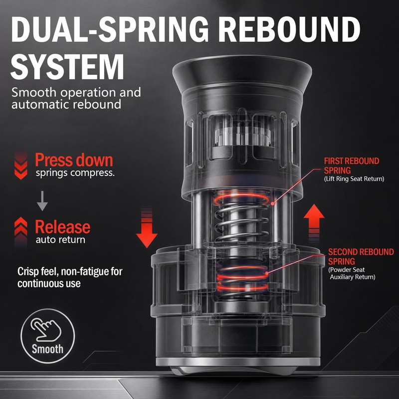 Coffee Distribution Tool 58mm, Spring-Level Distributor – One Press Levels
