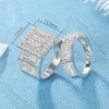 Pophylis Platinum Over Sterling Silver Big Womens Bridal Rings Set