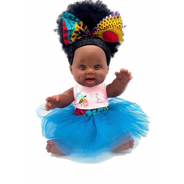 Orijin Bees Dream Puff Bee - 12 inch African American Doll, Afro Doll, Ethnic Doll, Latino Doll, Biracial Doll, Curly Hair Doll, Baby Doll, Birthday Gift