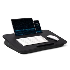 Lap Desk, Lap Desk for Laptop with Cushion, Lap Desk Pillow, Fits up to 17 in Laptop, Removable and Washable, Laptop Lap Desk for Keyboard and Mouse, for Gaming on Bed, Couch, Black, L.DOCTOR (Large)