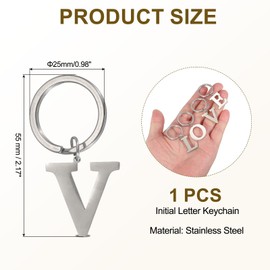 PATIKIL Initial Letter Keychain, Key Chain DIY Pendant Keyring Bag Backpack Decor A-Z Alphabet Key Ring for Men Women Purse Handbag, Silver (Letter V)