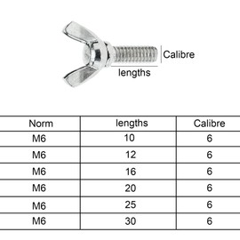 M6x20mm Butterfly Wing Screws,10PCS 304 Stainless Steel Wing Nuts Bolts,Heavy Duty Hand Twist Tighten Fasteners for DIY Fix Hardware