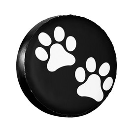 Two Paws Print Dog Pet Foot Mark Spare Tire Cover Universal Waterproof Tire Wheel Cover UV Sun Protection Tire Protector Dustproof Tyre Cover for Trailer RV SUV Car Truck Motorhome Travel 17 Inch