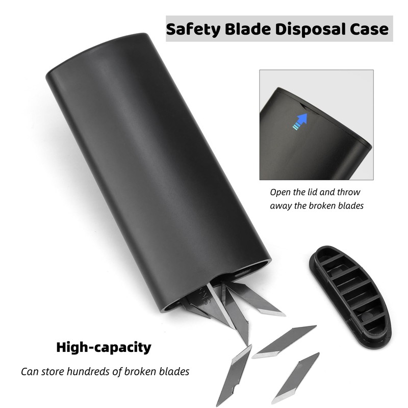 2Pcs Black Disposal Containers for Snap-Off Utility Knife 9mm Blade,