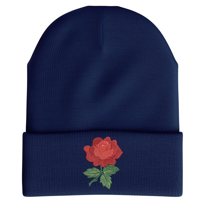 Purple Print House English Rose Embroidered Beanie Hat Men Women