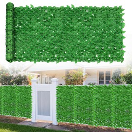 Coarbor 39"x472" Artificial Ivy Privacy Fence Screen Faux Laurel Leaves Hedge Panels Wall Decorative for Backyard Deck Patio Balcony Garden (Light Green Laurel Leaves)