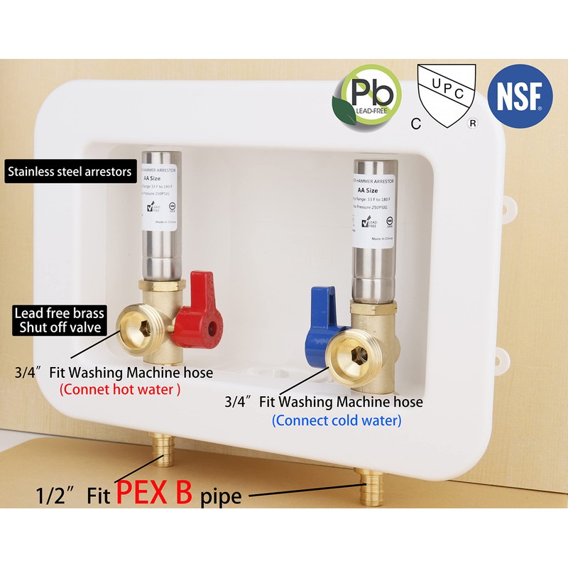 WHK Washing Machine Outlet Box,Pex Laundry Box Washer Wall Box