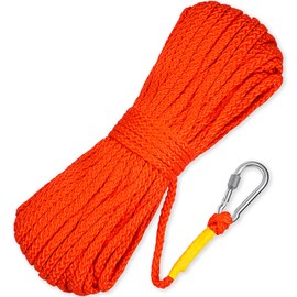 Shappy Floating Rope Life Ring Rope Lifesaving Dock Lines Boat Braided Polypropylene Outdoor Throwing Lines for Life Preserver Ring Anchor Heaving Line with Spring Hook(30 m/ 32.8 Yards,Orange)