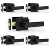 Estmoon 5 Pack Matte Black Door Handles Interior Door Knobs,