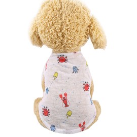 Vavious Cotton Dog Shirt - Summer Lightweight T-Shirts, Breathable Pet Apparel Tank Top, Cute Cartoon Ocean Creature Print Cat Vest, Cooling Outfit - Medium