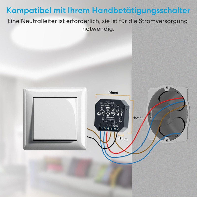 LoraTap Wireless Switch Set Radio Receiver with Wireless Wall Switch