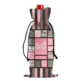 FBCCZEY Funny 60th Birthday Gifts for Women Men Wine Bag, 60 Year Old Birthday Gifts for Women Men Wine Bags, Happy Anniversary 60th Birthday Party Decorations for Woman Men Wine Bottle Bag
