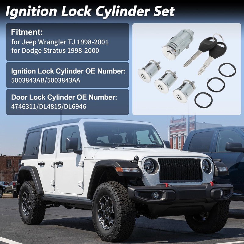 PARSKILO No.5003843AB/5003843AA Ignition Lock Cylinder and Door Lock for Jeep