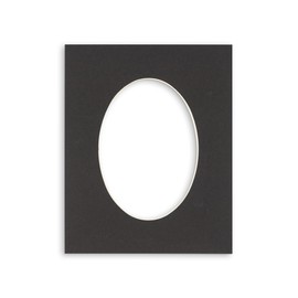 9x12 Mat Bevel Cut for 7x10 Photos - Precut Black Oval Shaped Photo Mat Board Opening - Acid Free Matte to Protect Your Pictures - Bevel Cut for Family Photos, Pack of 1 Matboard